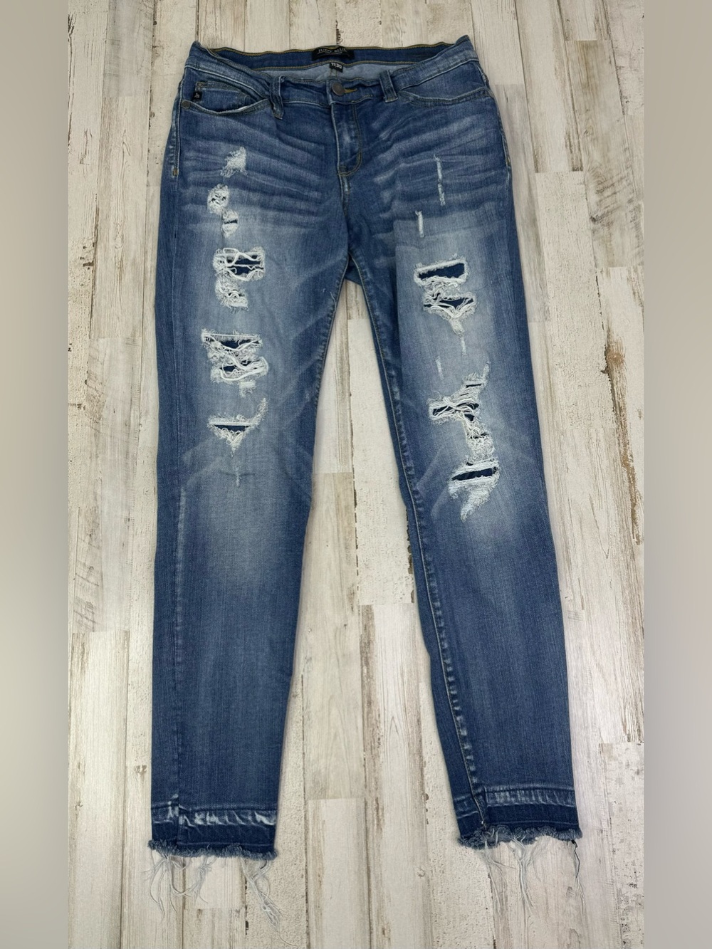 Judy Blue Jeans Womens 11/30 Blue High Rise Skinny Fit Distressed